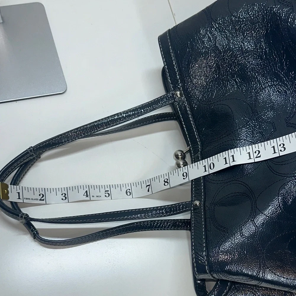 Coach Madison Navy Patent Leather Satchel Shoulder Bag